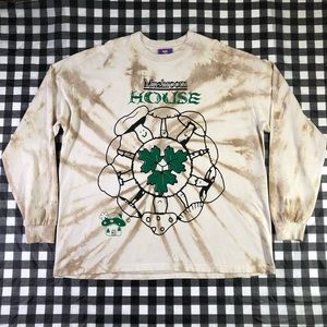 Online Ceramics Mushroom House Have Fungi But Be Careful Tie Dye L/S T Shirt 2XL